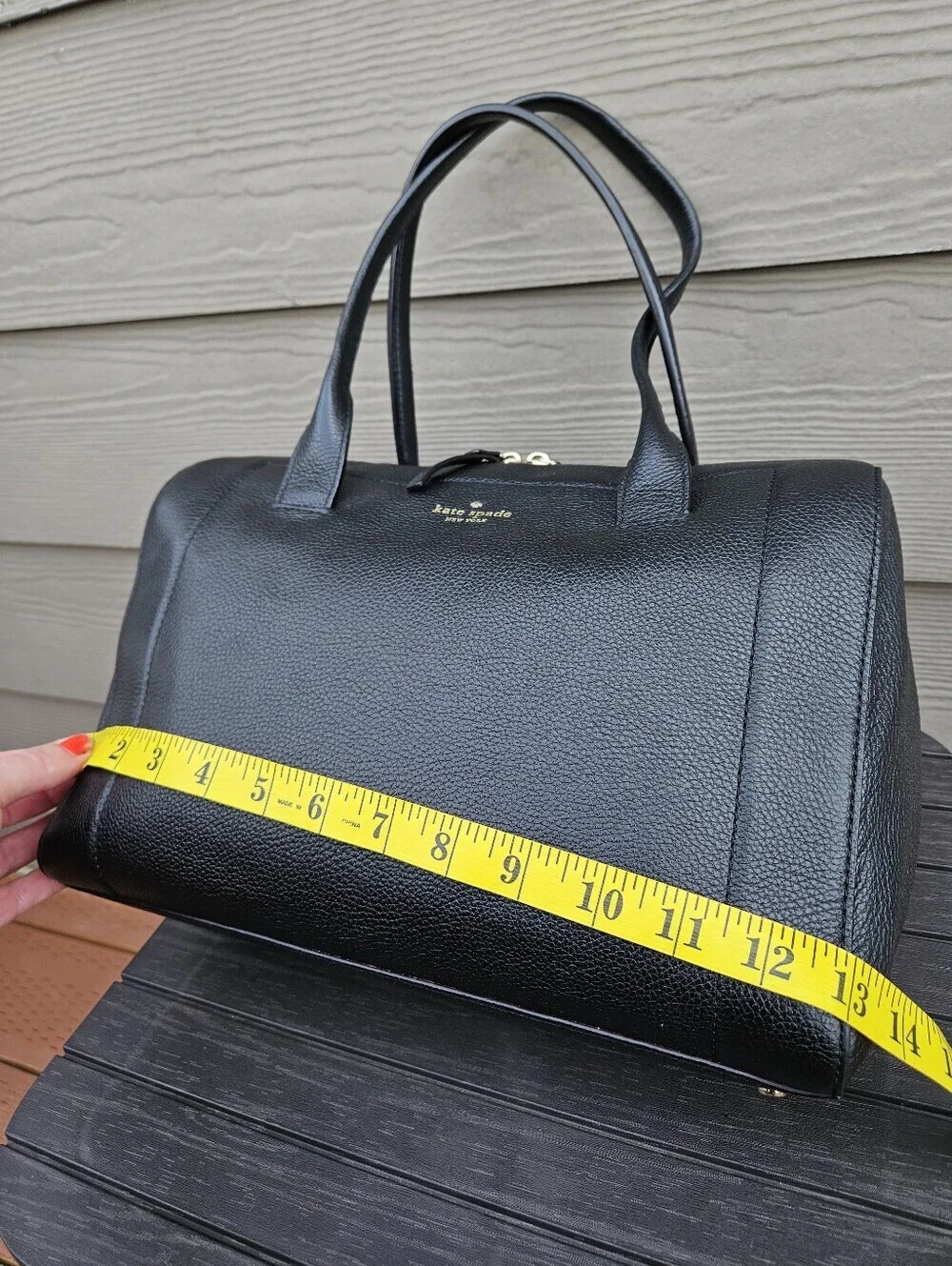 Kate Spade Large Black Handbag Doctor Medic Bag Pebbled Leather Purse Spacious